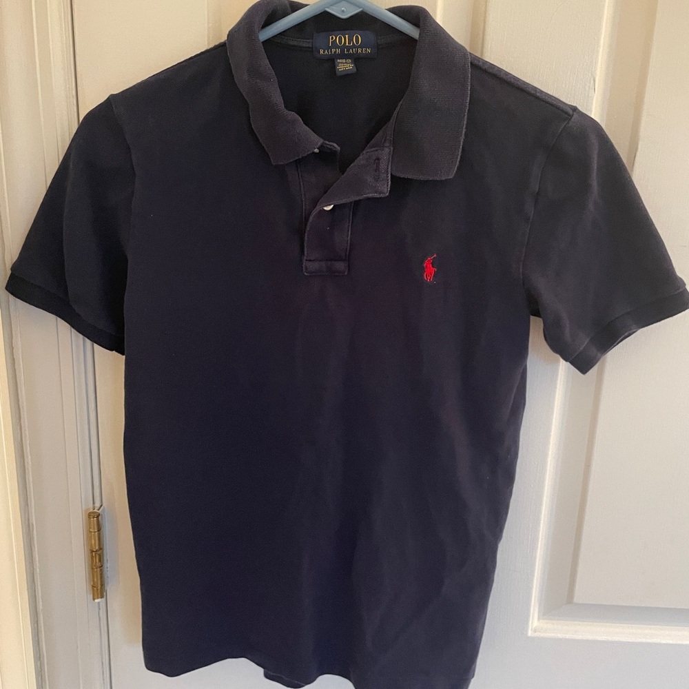 Kids Ralph Lauren Polo Navy Shirt with Red Logo‎ Size 10-12